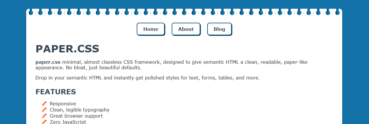 Paper.css Demo landing page